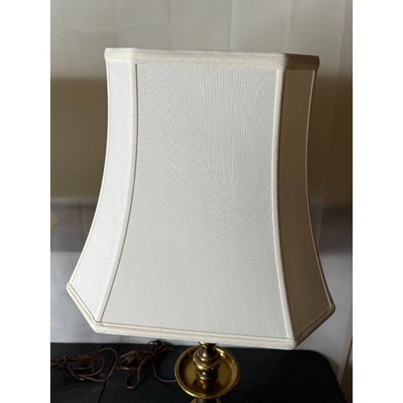 Vintage pair Brass Finish Stiffel Candlestick Table Lamps w shades 30" high - Picture 12 of 12